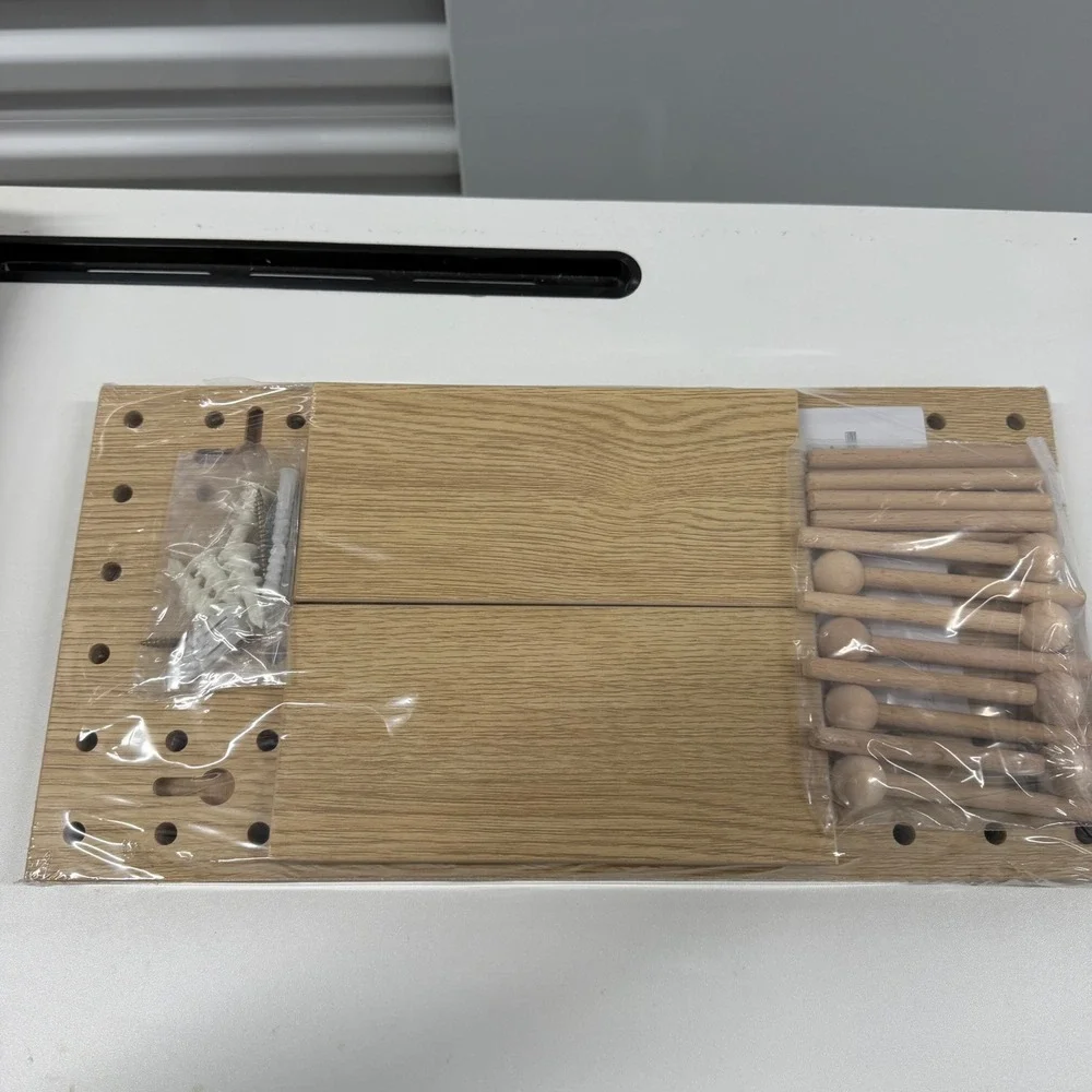 Wooden Pegboard Wall Organizer Set Modular Oak Finish Entryway Storage Shelves